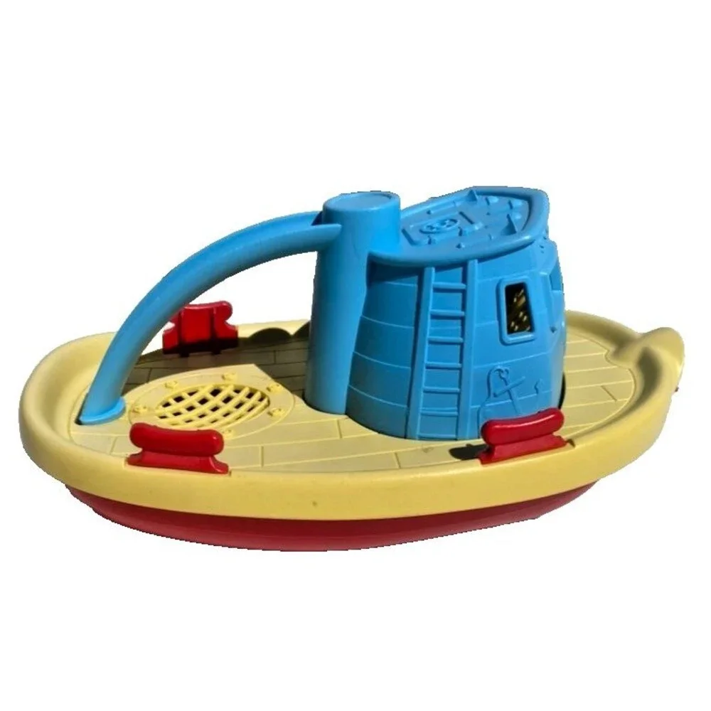 Green Toys Tugboat 100% Recycled Plastic Water Play Bath Blue, Red, Handle Float